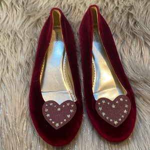 Burgundy velour flats by lands end